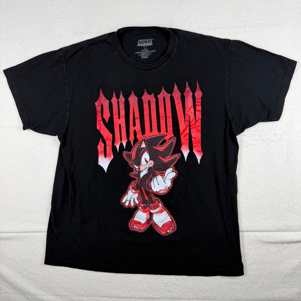 Sonic the Hedgehog Shadow Graphic T-Shirt Mens XL Black Sega Video Game Tee